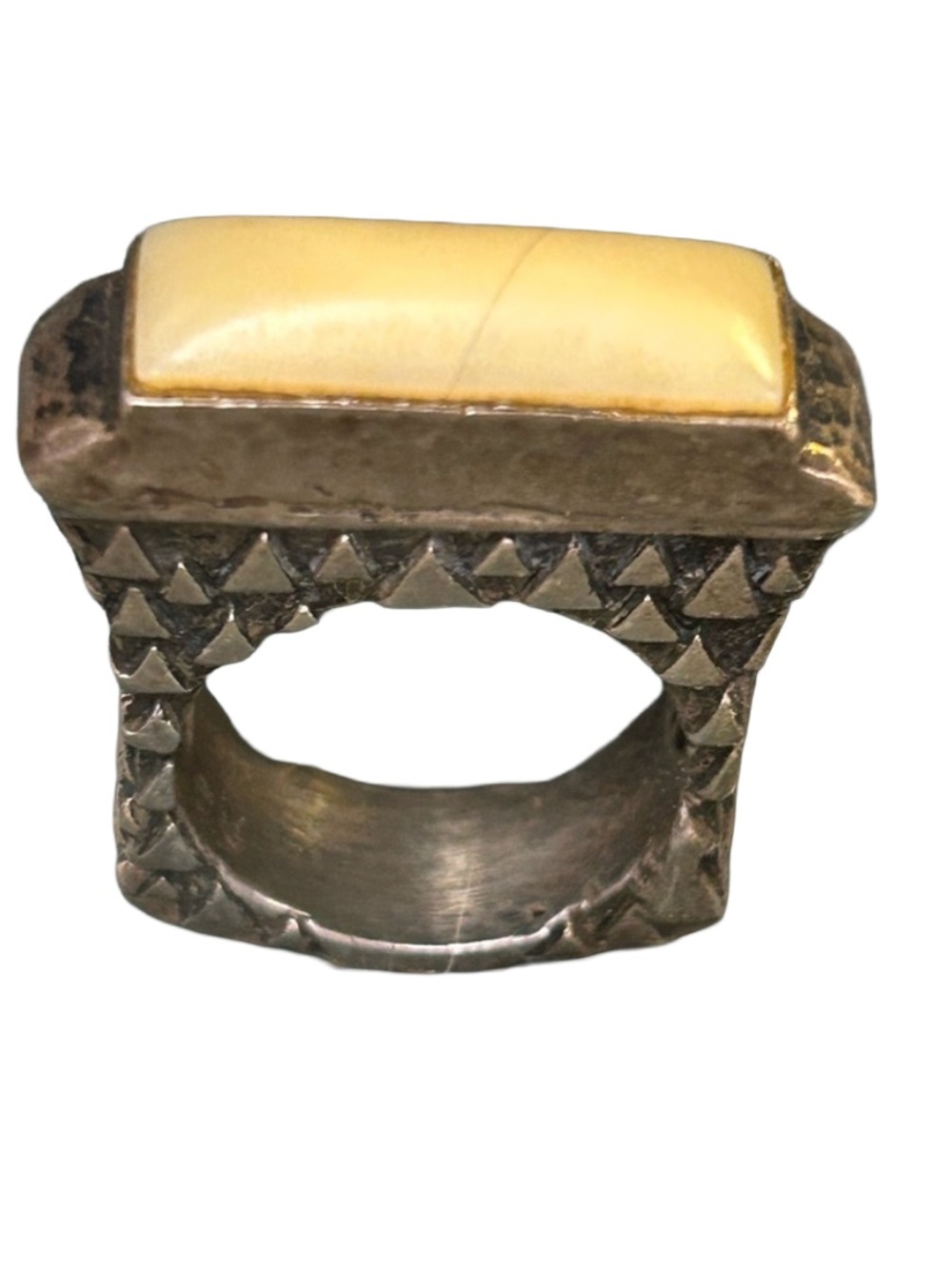 Vintage Dian Malouf Fossilized Mother of Pearl Ring